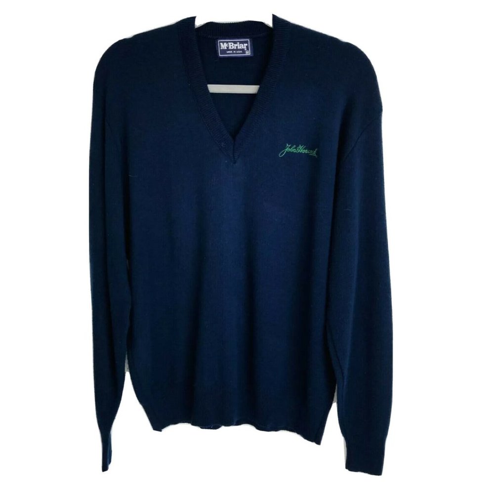 McBriar Women Blue V Neck Long Sleeves Sweater M